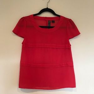 Red Chiffon Blouse NWOT